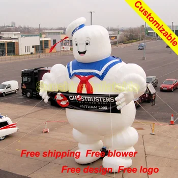 

Customize giant outdoor 5m high inflatable Ghostbusters Stay Puft Marshmallow Man with blower for advertising