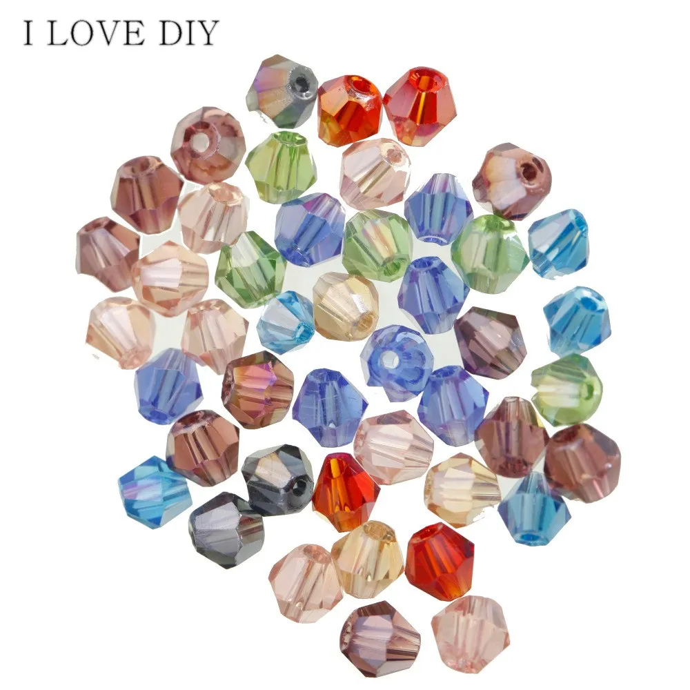 

100pcs 4*3mm Faceted Glass Crystal Bicone Prismatic Loose Spacer Beads For DIY Jewelry Making