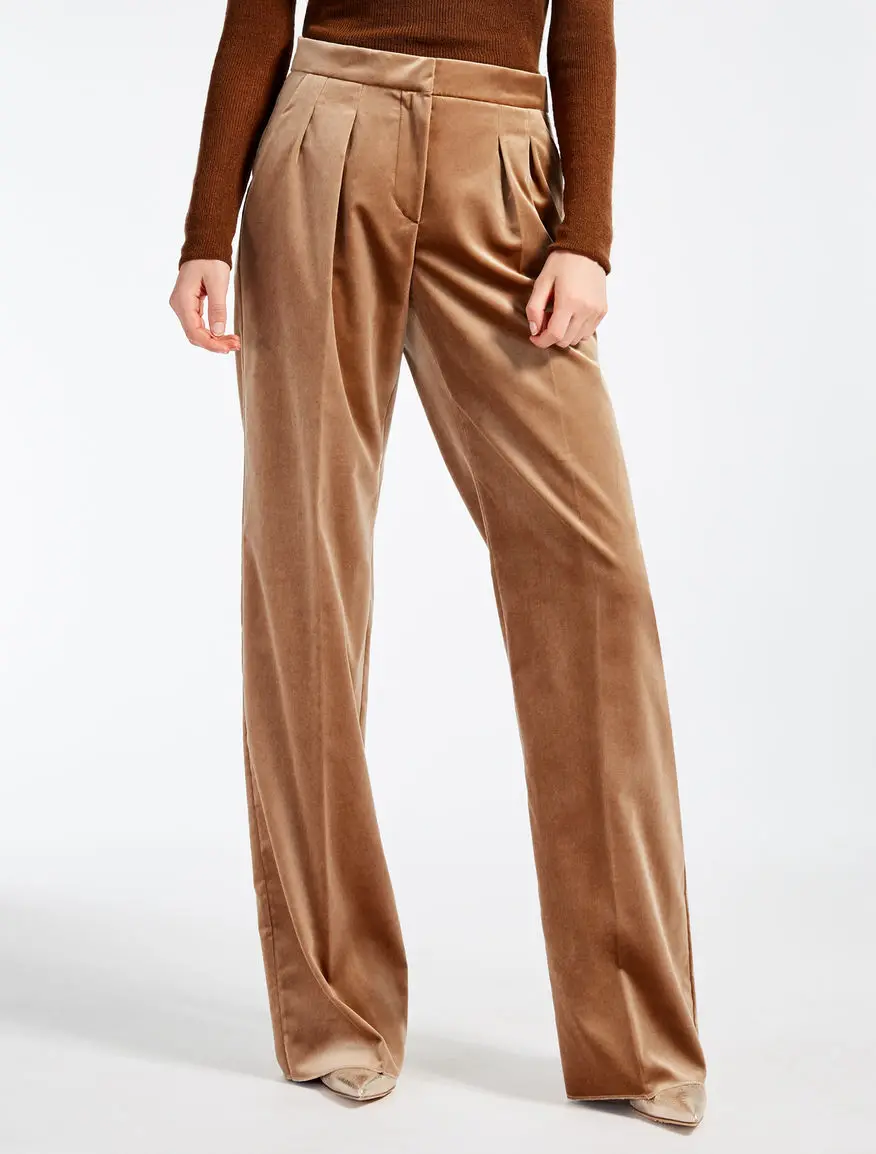 AEL Элегантные Бархатные широкие брюки весенние женские модные брюки высокого качества одежда для подиума - Цвет: brown