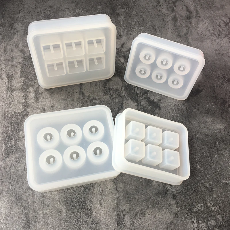 

New Transparent Rectangle Silicone Bead Mould Square Ball 6 Hanging Holes DIY Epoxy Jewelry Mold