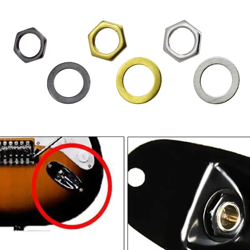 

10 Pcs/Set Guitar Metal 5 Washers and 5 Nuts Set for Jack Socket D9.36mm UK3/8inch