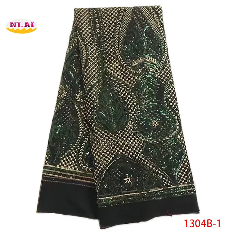 

Cord lace Sequined African French Mesh Net Lace high quality FOR Evening Party Dress Fabrics 2017 New Nigeria Sequins NA1304B-1