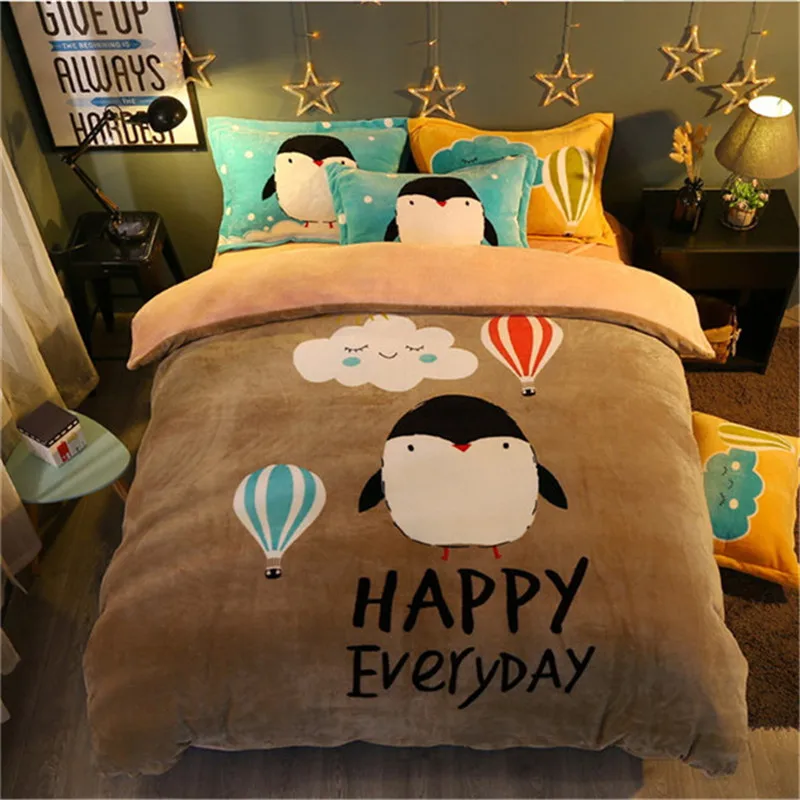

In 2017 adult flannel 4pcs luxury bedding 1pcs quilt cover/1pcs bed sheet/2pcs pillowcase free shipping