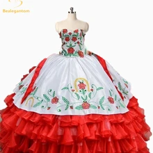 Новинка, элегантное Красное Бальное Платье с вышивкой, бальное платье, бальное платье из органзы, длинное платье на день рождения, милое платье на шнуровке, 16 платьев, QA1128