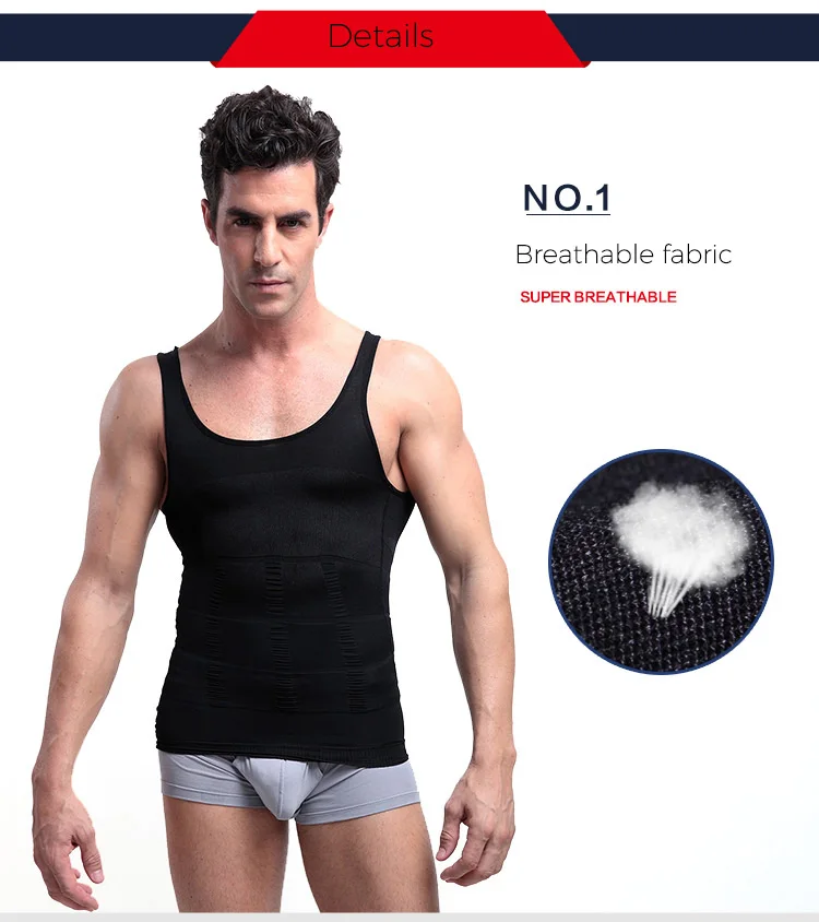 Slimming Underwear Body Shaper Men Corset Waist Cincher Vest Bodysuit Men Tummy Belly Waist Slim Shapewear faja hombre tshirt (16)
