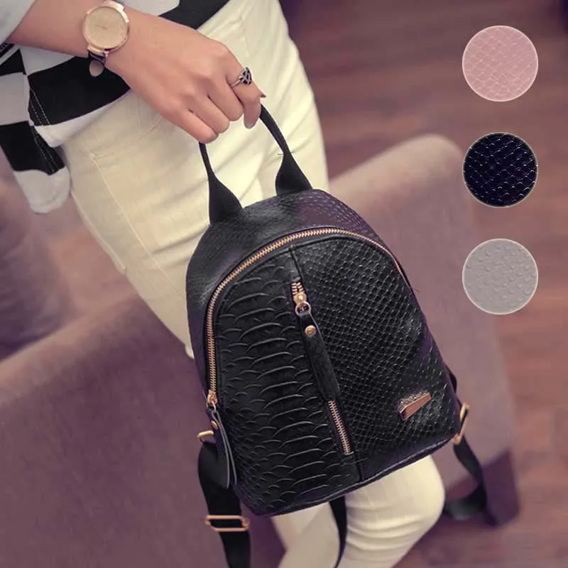 Fashion Women PU Leather Backpack Travel Shoulder Bag Adjustable Strap Zipper Rucksack LBY2017