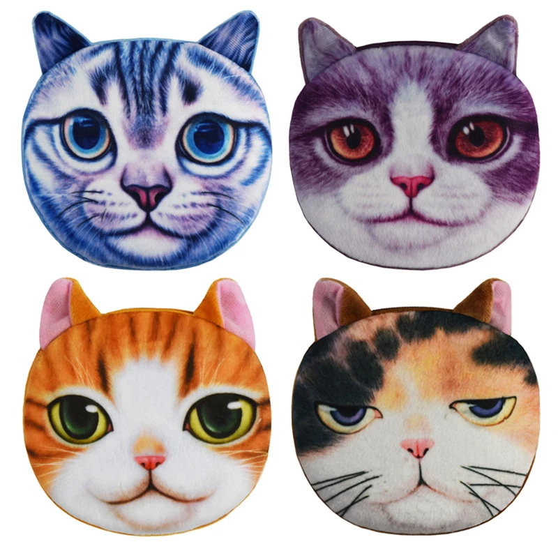  2016 New Design 3D Cat Coin Wallets Women Coin Storage Bags Kids Wallet Plush Gift Female Cute Cat Purses 