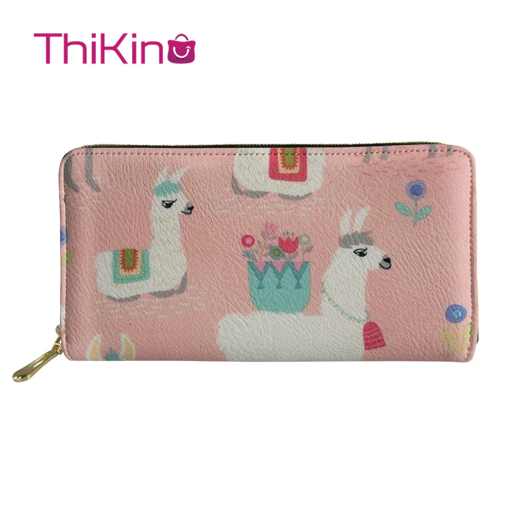 

Thikin Alpaca Pattern Long Wallets Zipper Phone Bag Card Holder for Punk Ladies Clutch Purse Carteira Handbags Notecase 2019
