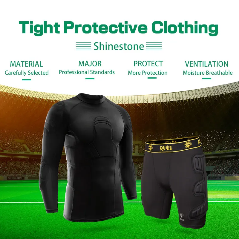 Men's Soccer Tights Protective Long Sleeved Collision Goalkeeper Jersey