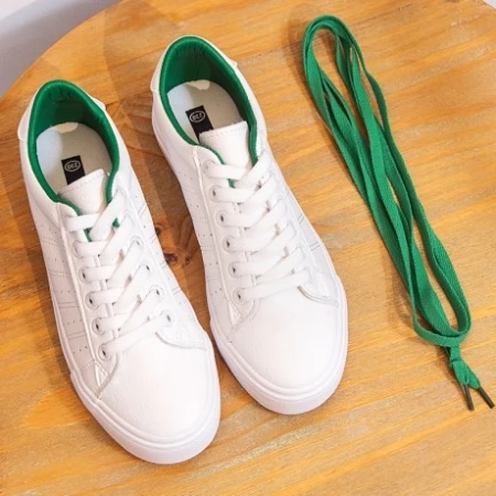 Модная женская обувь; Новинка; модная женская обувь; повседневная обувь из искусственной кожи на платформе; женская повседневная обувь белого цвета; кроссовки - Цвет: 6652 white green