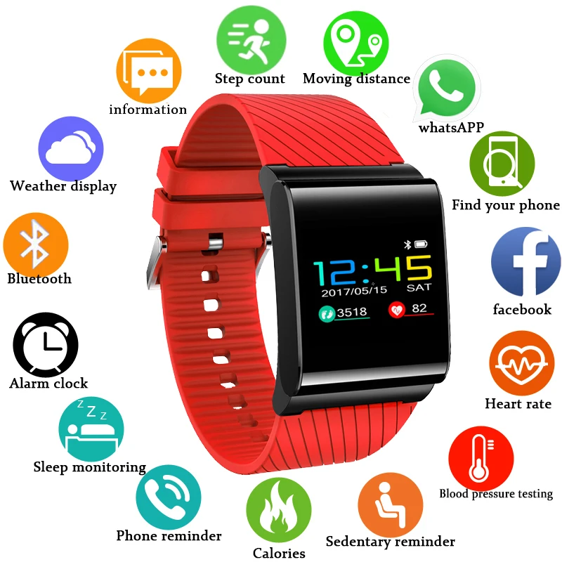 

BANGWEI Sport Smart Watch Women Heart Rate Blood Pressure Monitor Fitness Tracker LED Color Screen Waterproof Smart Watch+Box