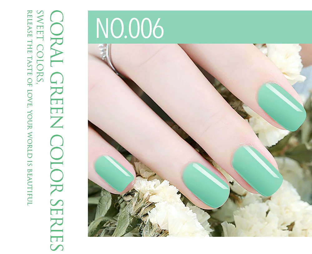 Bozlin 6 цветов кораллово-зеленая серия Гель-лак для ногтей отмачиваемый 7,3 мл УФ-гель для маникюра зеленый цвет инструменты для дизайна ногтей Гель-лак для ногтей
