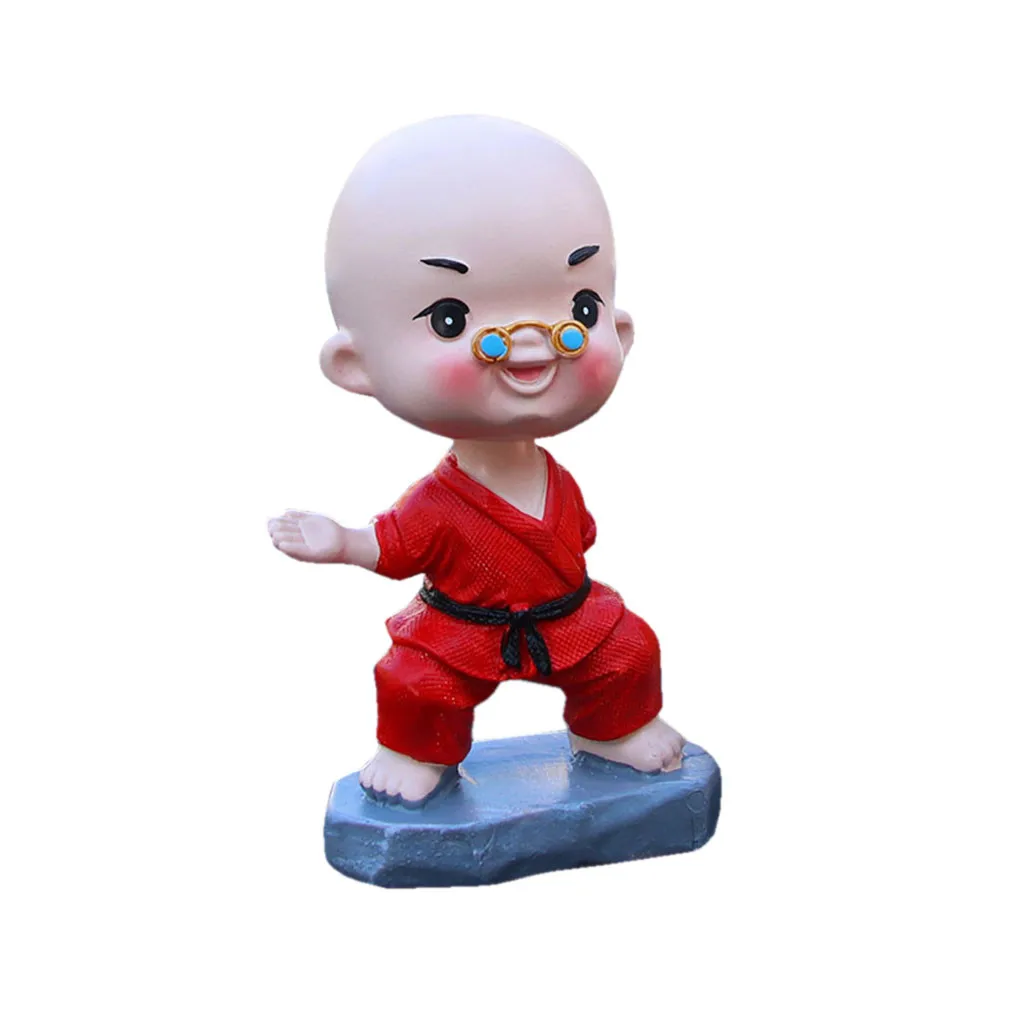 

Shaking head small monk ornaments Kung Fu monk doll ornaments resin spring home and car ornament decoration car ornaments