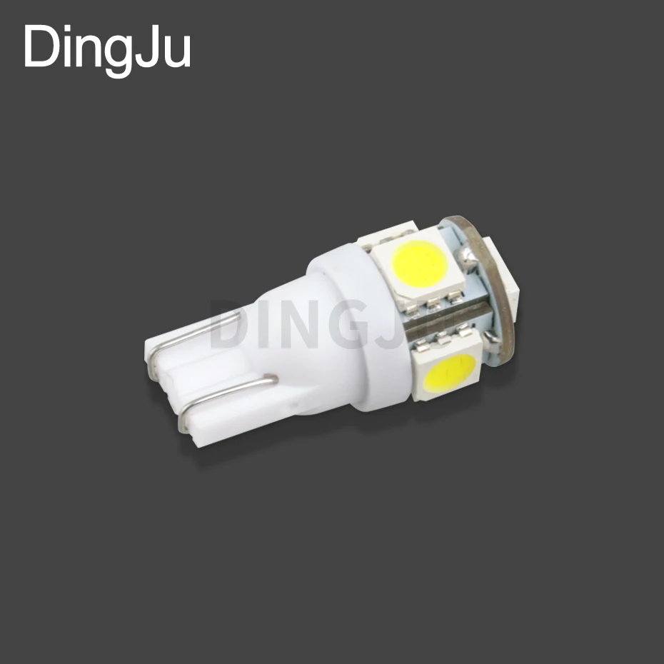 

DingJu Car Styling 12v white T10 W5W WY5W LED Bulbs 5050 5 SMD Car Interior Side marker Tail Light motor parking lamps