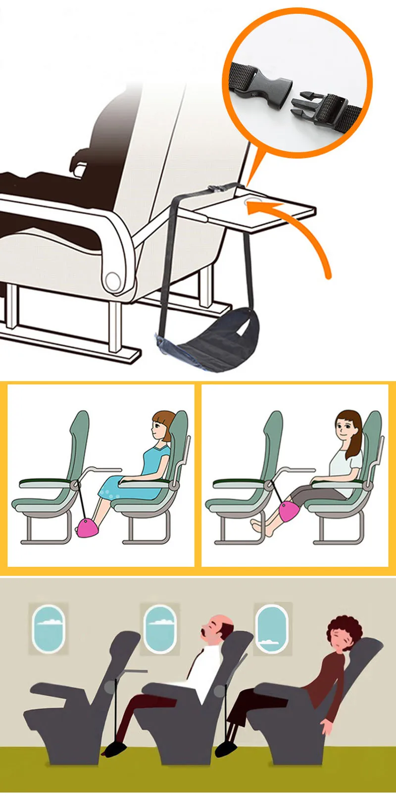 Незаменимая авиационная подушка для ног для путешествий, регулируемая подставка для ног для поезда, самолета, гамак, портативные аксессуары для путешествий 219