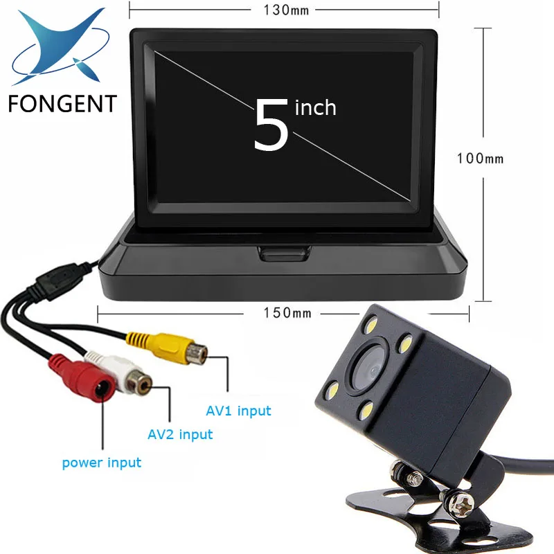 Fongent дюймов 5 дюймов TFT ЖК дисплей цвет экран автомобиля Мониторы Заднего вида парковочный дисплей заднего вида складной дизайн Резервное