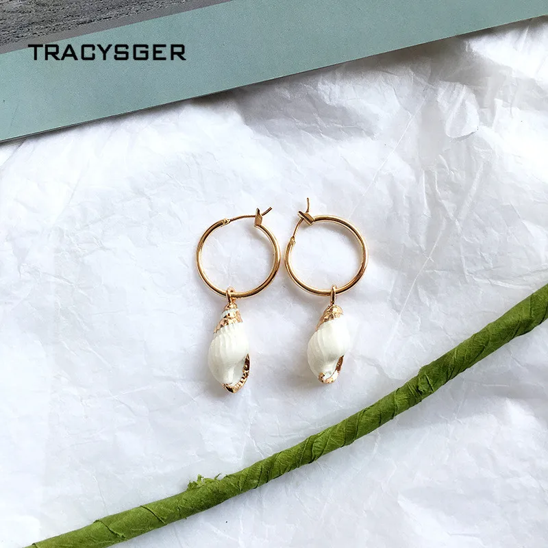 

DQ-84536 /TRACYSGER/2019 European and American Summer Gold-plated Natural Shell Earrings