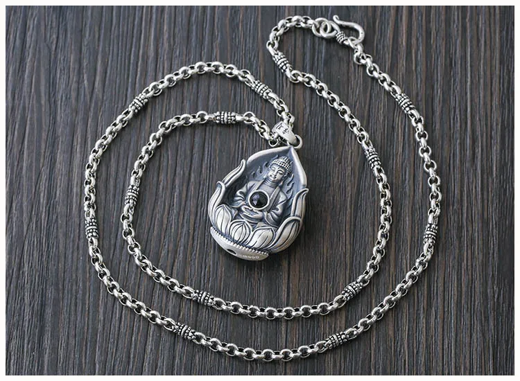 amuleto amitabha colar de prata o buda pingente de prata