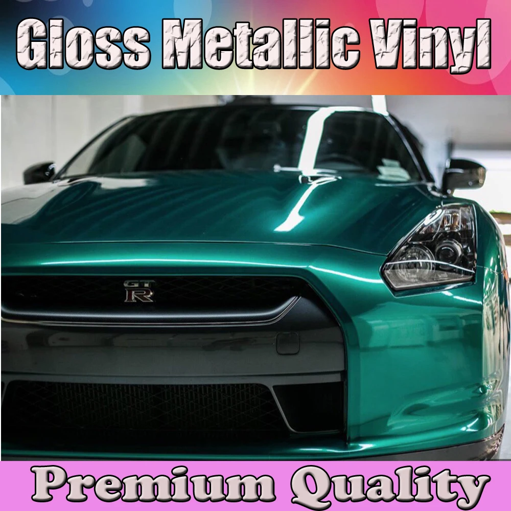 Emerald green Gloss metallic car wrapping film with air bubbles free (2)
