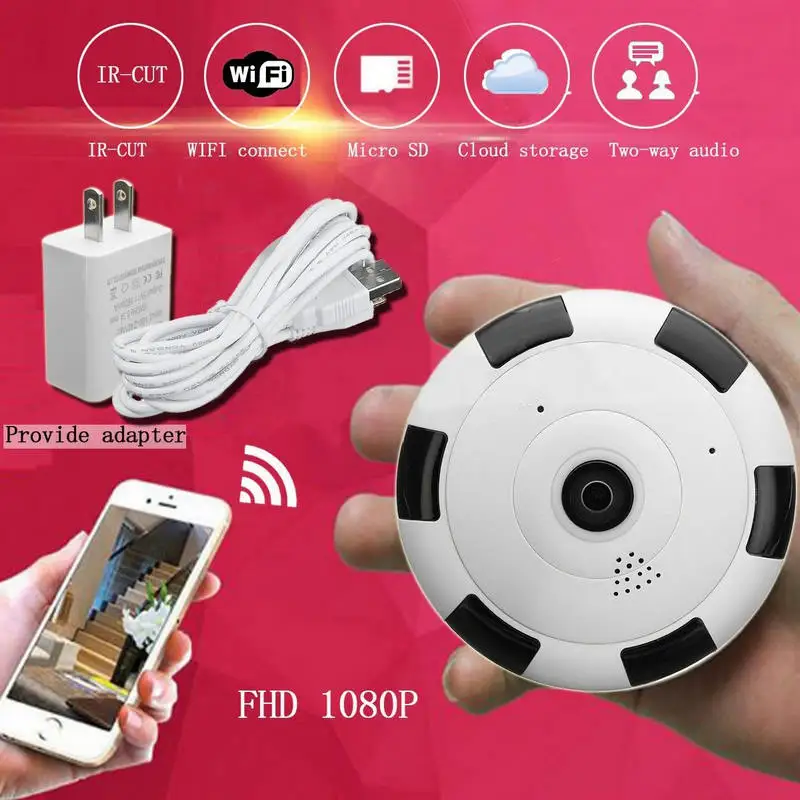 1080P HD Mini 360 Degree Panoramic Wifi Wireless IP Camera Fisheye Night Vision