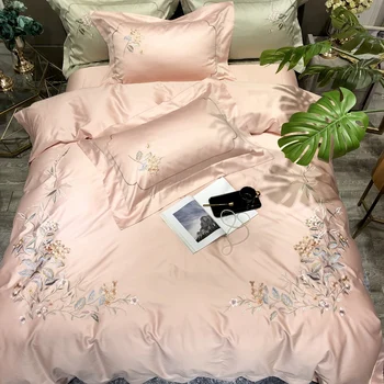 

Pink Luxury 100S Egyptian Cotton Chinese Style Classical Flowers Embroidery Bedding Set Duvet Cover Bed sheet/Linen Pillowcases