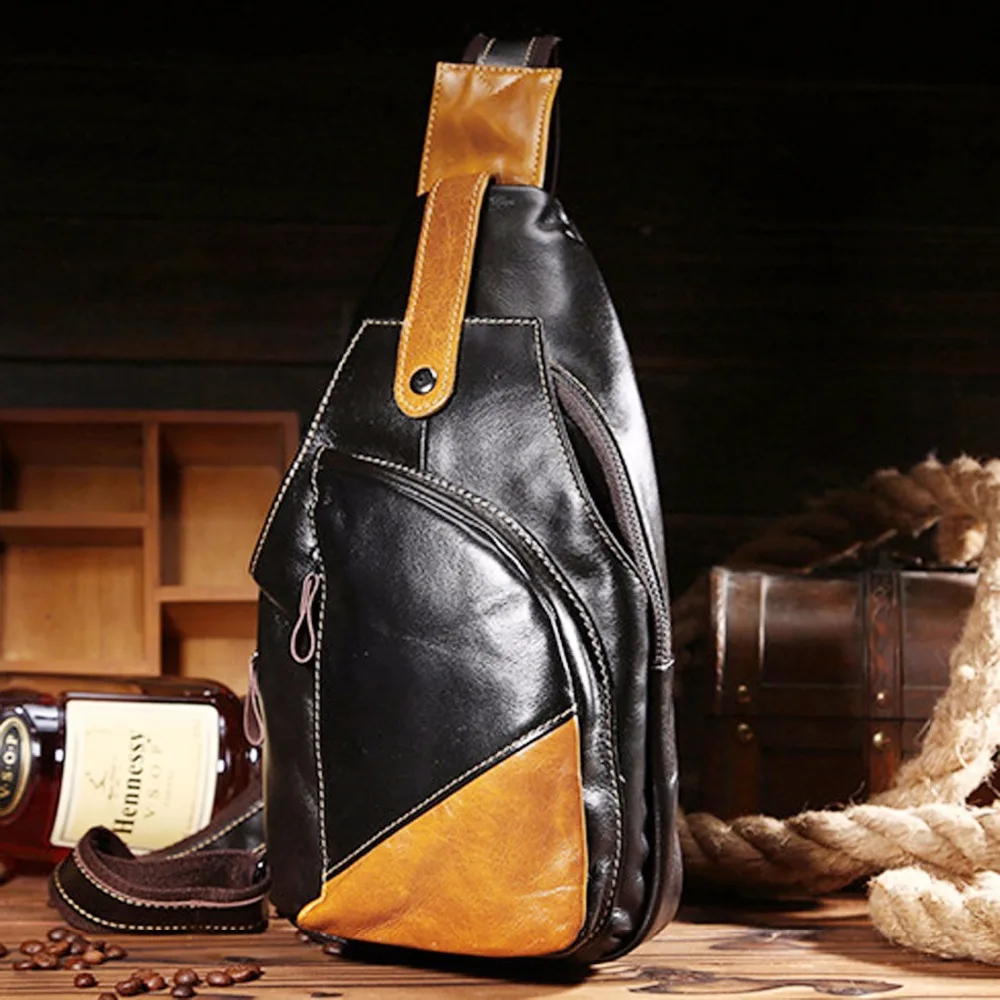 Мужская нагрудная Сумка слинг из натуральной вощеной воловьей кожи|leather doctor bag|bag