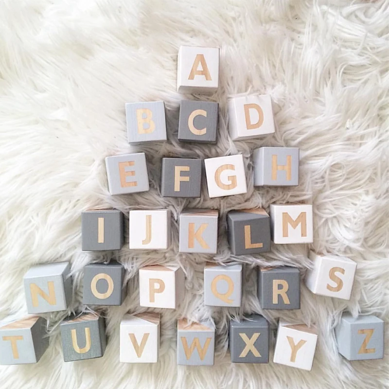 

Wood Alphabet Number Blocks Set Kids Natural Wood Letter Building Blocks Craft Early Learning Educational Toys Baby Room Decor