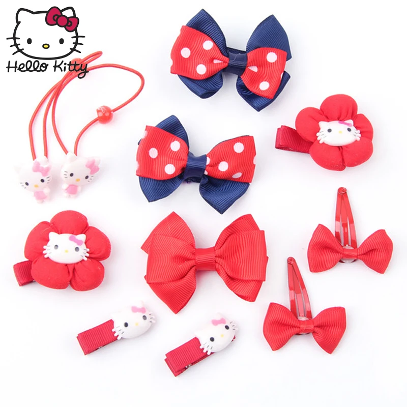 

Hello Kitty Gift Set Baby Hairpin Children Hair Pin Accessories Girls Kids Clips Cute Bow Barrette Rubber Bands Accessories