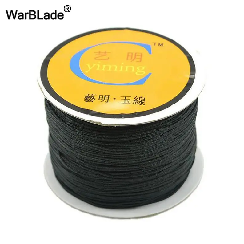 WBL 100 м/катушка хлопок шнур 0,8 мм 1 мм 1,5 мм 2 мм нейлоновый шнур нить китайский узел струны поделки из бисера плетеные браслеты, ювелирные изделия изготовления - Цвет: Black
