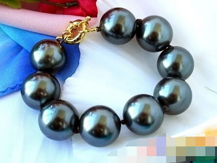 

000147 8" BLACK SOUTHSEA SHELL PEARL BRACELET