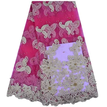 

2018 High-end Fashion French Lace Fabric High Quality African Tulle Embroidered Net Lace Fabric For Nigerian Wedding Dress 1331
