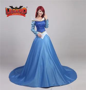 

Sleeping Beauty Aurora Blue Satin Princess Dress Cosplay Costume Women's Halloween Carnival Party Costume