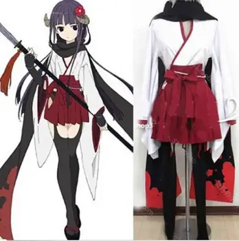

2019 HOT Anime Shirakiin Ririchiyo Cosplay Costume Muffler Full Set Kimono White&Red S-XL Dress Skirt