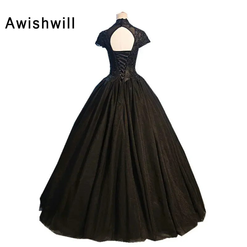 Реальное фото черное официальное вечернее платье для вечерние Пышное Бальное