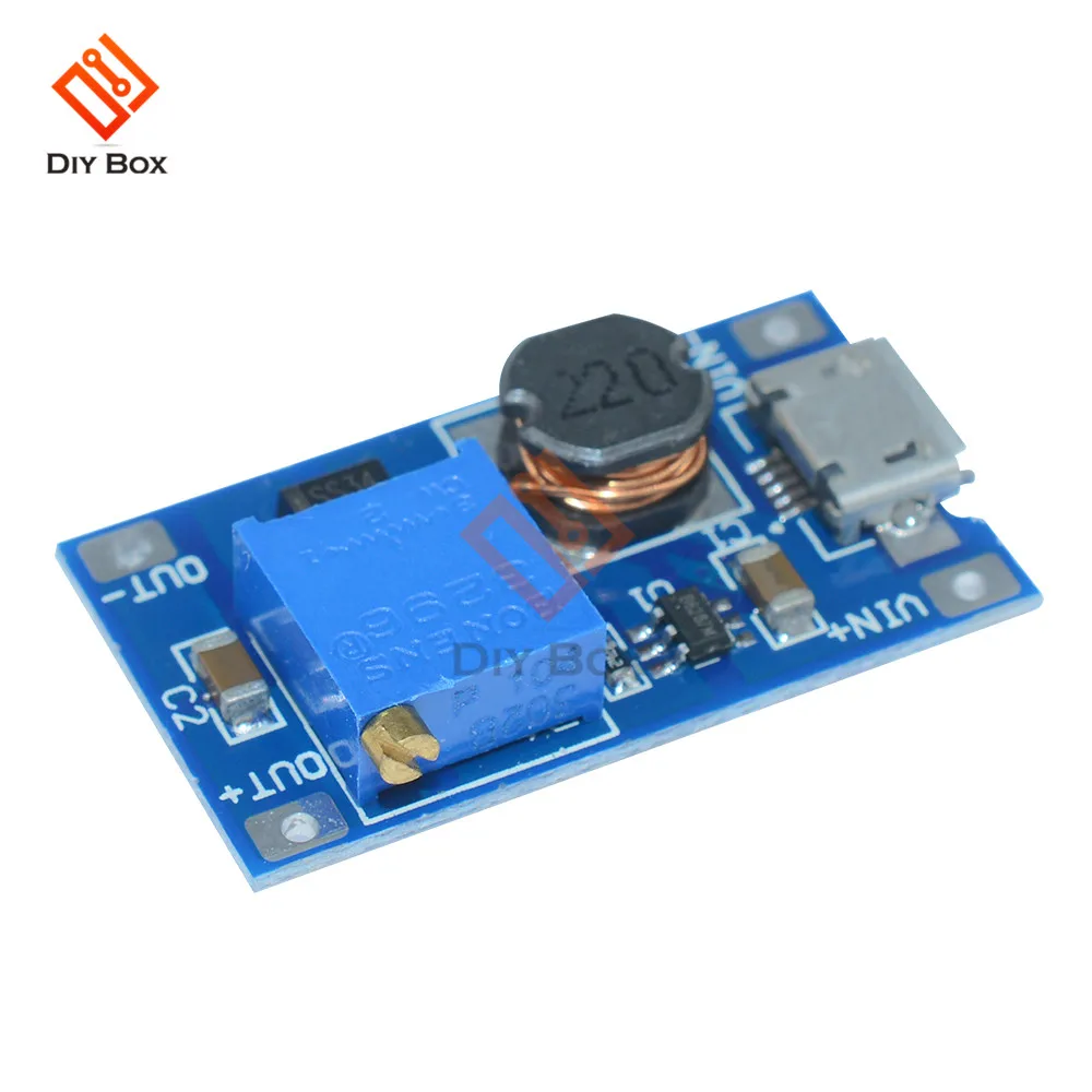 

MT3608 DC-DC Adjustable Step Up Boost Power Converter Module Voltage Regulator Transformer 2A Micro USB LM2577 Replace XL6009