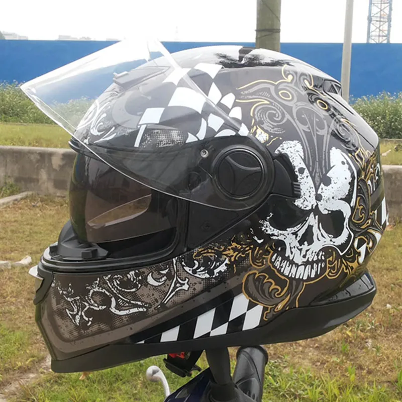 

2017 new full-face helmet run double lens helmet motorcycle helmet stunning color skull free shipping