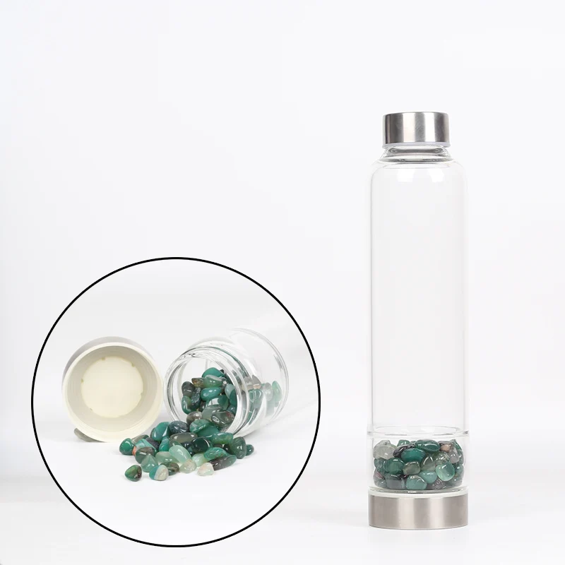 Creative Natural Quartz Crystal Glass Water Bottle Gravel Irregular