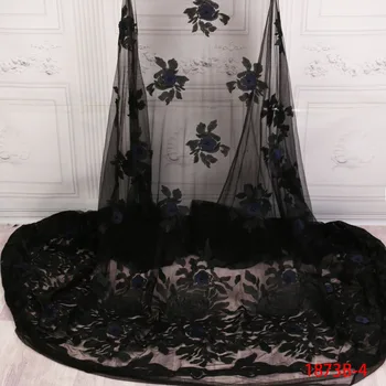 

2018 Latest Black French African Lace Fabric High Quality African Embroidered Tulle Lace Fabric For Wedding Dress AMY1873B-2