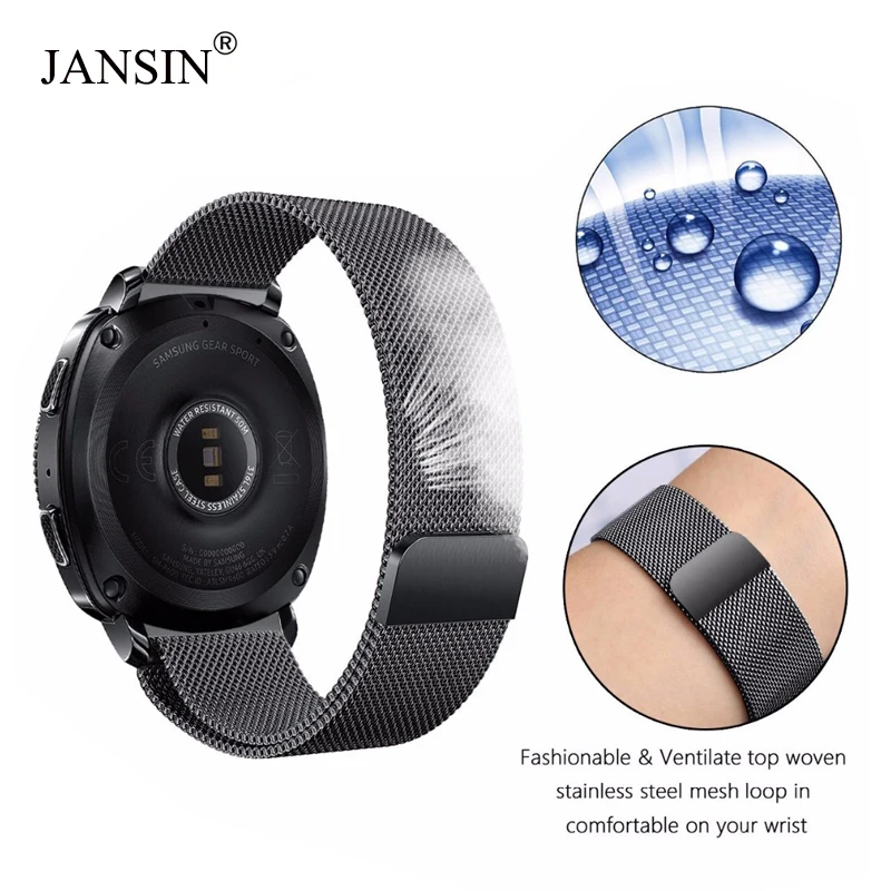 

20mm universal Stainless steel strap For Samsung Galaxy Watch 42mm/Gear Sport/Gear s2 watchbands Milanese Loop strap