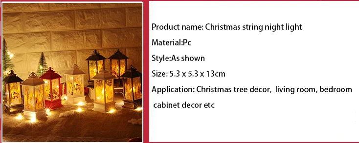 Christmas Elk Snowman Santa Claus Mini LED Night Light Hanging Candle Lantern Table Lamp 7