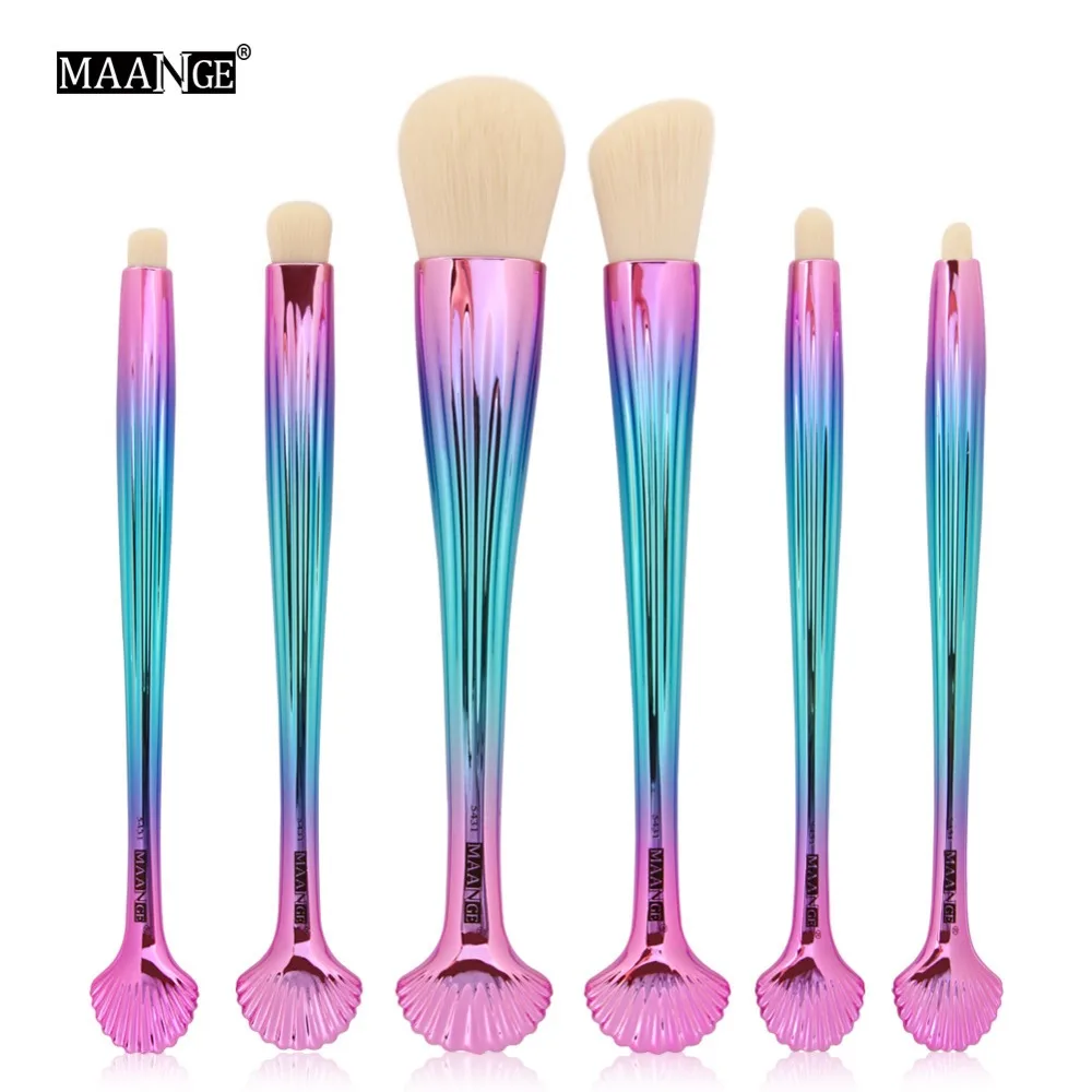 MAANGE professional 6pcs shells makeup brush portable base hybrid