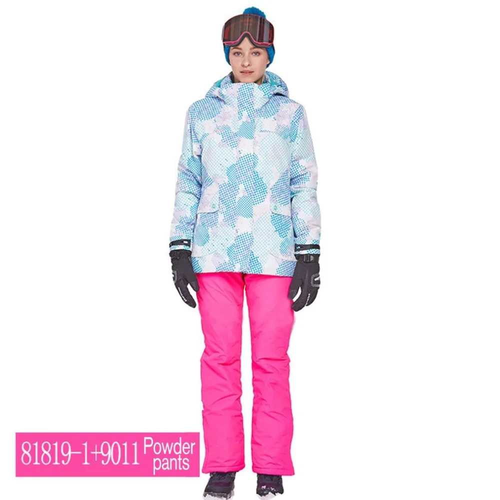 

phibee Ski Suit Waterproof Pants+Jacket Set Winter Sports Thickened Clothes Adult's Ski Suits