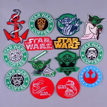 

Pulaqi DIY Starwars Patch Embroidered Patches Iron On Space Patches Punk Style Stickers Diy Appliques Garment Accessories H