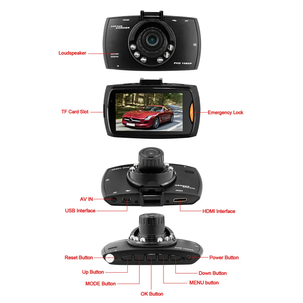 Видеорегистратор автомобиля цифровые видеорегистраторы регистратор Авто Камера видео Регистраторы видеокамера 2,7 inch 1080 P FHD H.264 Ночное