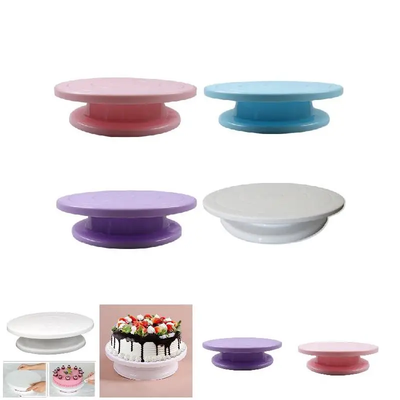 

Plastic Cake Plate Turntable Rotating Anti-skid Round Cake Stand Rotary Table MYDING