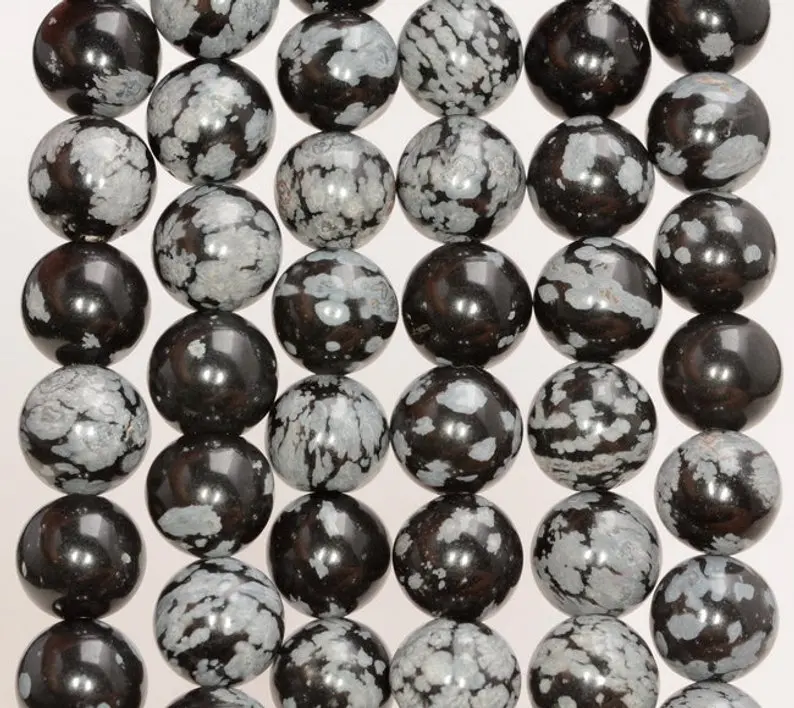 

Wholesale Natural Snowflake Obsidian Beads 4mm 6mm 8mm 10mm 12mm Round Gem stone Loose Bead 15.5" strand