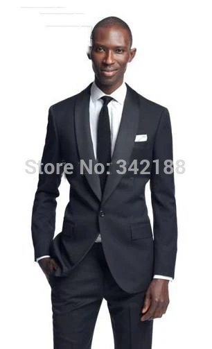 best selling Charcoal One button Shawl Lapel Groom Tuxedos Groomsmen Men Wedding Suits Prom Clothing /wester suitswedding men cl