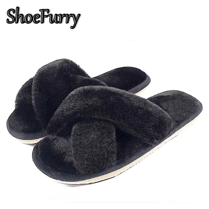 Меховые зимние тапочки ShoeFurry женская обувь большого размера меховая теплые