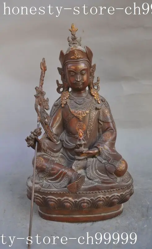 

12"Tibet Buddhism bronze padma PadmaSambhava great master Buddha Phurpa Statue