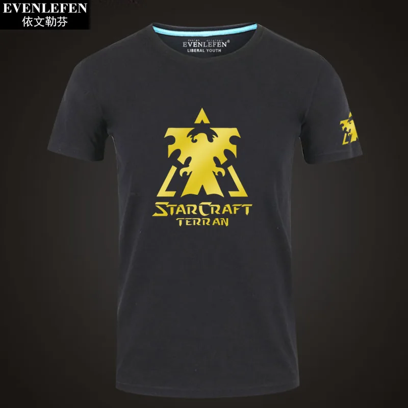 StarCraft 2 Protoss Zerg футболка с коротким рукавом мужская игровая хлопковая с полурукавом Студенческая Большая одежда летняя - Цвет: Black5